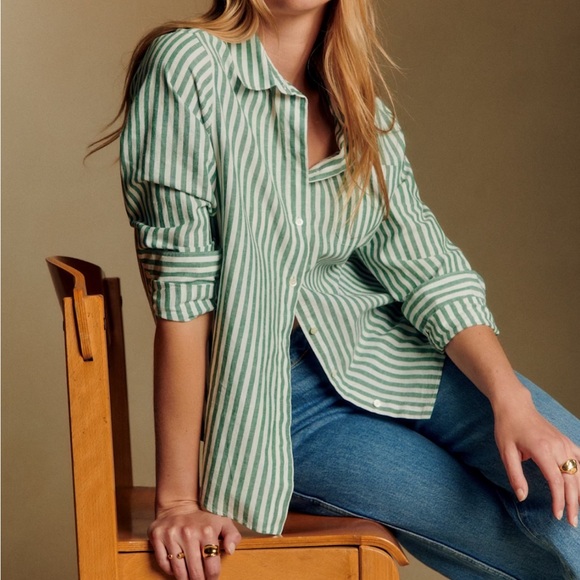 Sézane Tomboy Shirt in Green - Picture 3 of 5